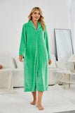 RH Women's Soft Zip Up Front Long Dressing Fleece Robe Housecoat Lounge RHW2856