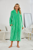 RH Women's Soft Zip Up Front Long Dressing Fleece Robe Housecoat Lounge RHW2856