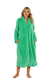 RH Women's Soft Zip Up Front Long Dressing Fleece Robe Housecoat Lounge RHW2856