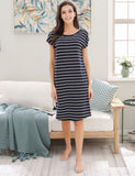 RH Women's Sleepdress Stripe Stretch Cotton Knitted Buttons Out Top Tank RHW2874