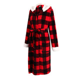 RH Women's Warm Red Plaid Fleece Night Robe Dressing Gown Lounge Bath RHW2876