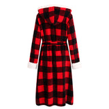 RH Women's Warm Red Plaid Fleece Night Robe Dressing Gown Lounge Bath RHW2876