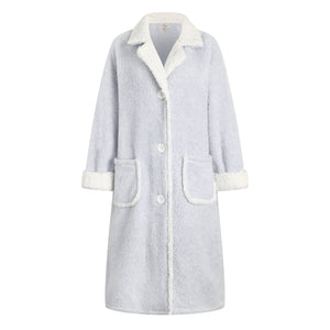 RH Warm Comfort Fleece Button Robe Dressing Gown Bath Lounge Housecoat RHW2877