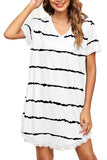 Richie House Women's Nightgown Cotton Soft Sleep Dress V-Neck Short Sleeve Loose RHW2890