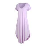 Richie House Nightgowns Nightdress Women V Neck Print Short Slit Sleepwear S-XXL RHW2895