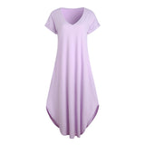 Richie House Nightgowns Nightdress Women V Neck Print Short Slit Sleepwear S-XXL RHW2895