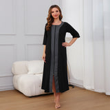 RH Women Zipper Robes Full Length Nightgowns Loose Housecoat 3/4 Sleeve Dress S-XXL RHW2897