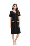 Richie House Women Zipper Robe Loungewear Short Sleeve Sleepwear Pockets Housecoat Long Soft Bathrobe RHW2898