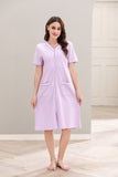 Richie House Women Zipper Robe Loungewear Short Sleeve Sleepwear Pockets Housecoat Long Soft Bathrobe RHW2898