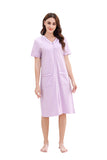 Richie House Women Zipper Robe Loungewear Short Sleeve Sleepwear Pockets Housecoat Long Soft Bathrobe RHW2898