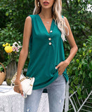 Richie House Women's Sleeveless Button-Front Casual Tank Top Knit Long Loose Shirt RHW2889