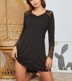 Richie House Ladies Women's Nightie Button Lace Shirt Night Dress PJ Top Lounge RHW2906