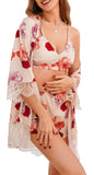 Richie House Women Floral Cami Sexy Robe Set 3P PJ Nightwear Sexy Lace Lingerie RHW2913