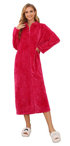 Richie House Women's Zip Up Fleece Warm Robe Plush Night Dressing Zipper Robes S-3XL RHW4000