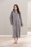 Richie House Women Fleece Robe Plush Long Zip Front Warm Soft Zippered Bathrobes S-3XL RHW4002