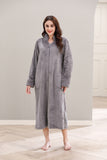 Richie House Women Fleece Robe Plush Long Zip Front Warm Soft Zippered Bathrobes S-3XL RHW4002