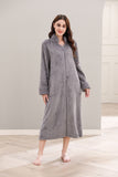 Richie House Women Fleece Robe Plush Long Zip Front Warm Soft Zippered Bathrobes S-3XL RHW4002