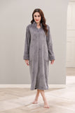 Richie House Women Fleece Robe Plush Long Zip Front Warm Soft Zippered Bathrobes S-3XL RHW4002