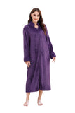 Richie House Women Fleece Robe Plush Long Zip Front Warm Soft Zippered Bathrobes S-3XL RHW4002