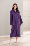 Richie House Women Fleece Robe Plush Long Zip Front Warm Soft Zippered Bathrobes S-3XL RHW4002