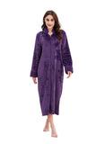 Richie House Women Fleece Robe Plush Long Zip Front Warm Soft Zippered Bathrobes S-3XL RHW4002