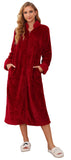 Richie House Women Fleece Robe Plush Long Zip Front Warm Soft Zippered Bathrobes S-3XL RHW4002