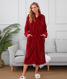 Richie House Women Fleece Robe Plush Long Zip Front Warm Soft Zippered Bathrobes S-3XL RHW4002