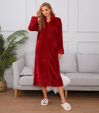 Richie House Women Fleece Robe Plush Long Zip Front Warm Soft Zippered Bathrobes S-3XL RHW4002