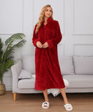 Richie House Women Fleece Robe Plush Long Zip Front Warm Soft Zippered Bathrobes S-3XL RHW4002