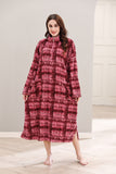 Richie House Women's Zip Front Printed Robe Long Housecoat with Pocket Nightgown S-3XL RHW4004