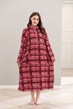 Richie House Women's Zip Front Printed Robe Long Housecoat with Pocket Nightgown S-3XL RHW4004