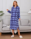 Richie House Women's Zip Front Printed Robe Long Housecoat with Pocket Nightgown S-3XL RHW4004