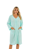 RH Womens Zipper Robes Half Sleeve Zip Front Knee Length Housecoat Dress RHW4010