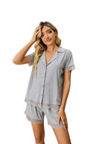 RH Womens Pajama Set Lace Button Front Short Sleeve Sleepwear Pjs Sets Top & Shorts RHW4012