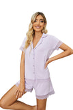 RH Womens Pajama Set Lace Button Front Short Sleeve Sleepwear Pjs Sets Top & Shorts RHW4012