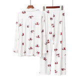 RH Women Printed Pajamas Set Collared Button Sleepwear Pjs Set Long Soft RHW4015