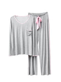 RH Pajamas Set Women Long Sleeve Pocket V-Neck Sleepwear Soft Pajama Set RHW4017