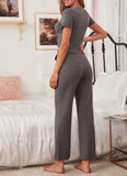 RH Pajamas Set Women Rib Crop Top Pants Pullover Lounge Pjs Set Pajama RHW4021