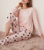 RH Women's Two Piece Pajama Set Long Sleeve printed Sweatshirt Sleepwear RHW4024