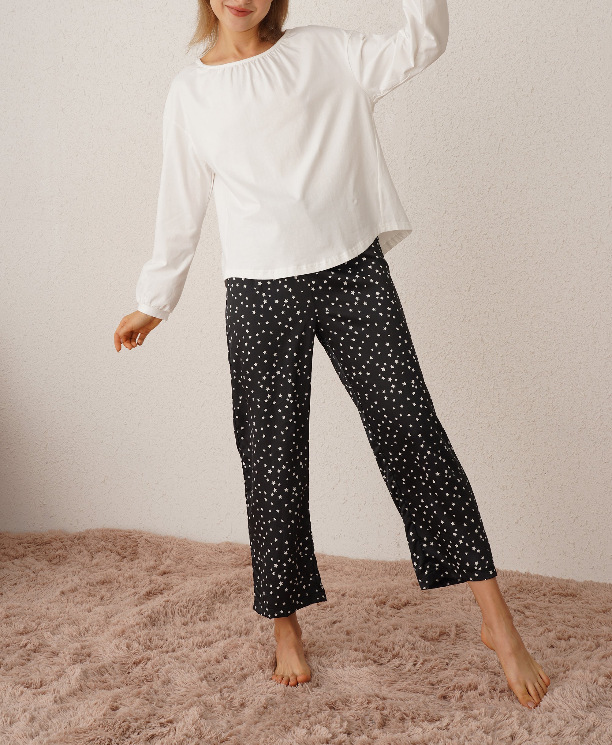 RH Women's Two Piece Pajama Set Long Sleeve printed Sweatshirt Sleepwear RHW4024