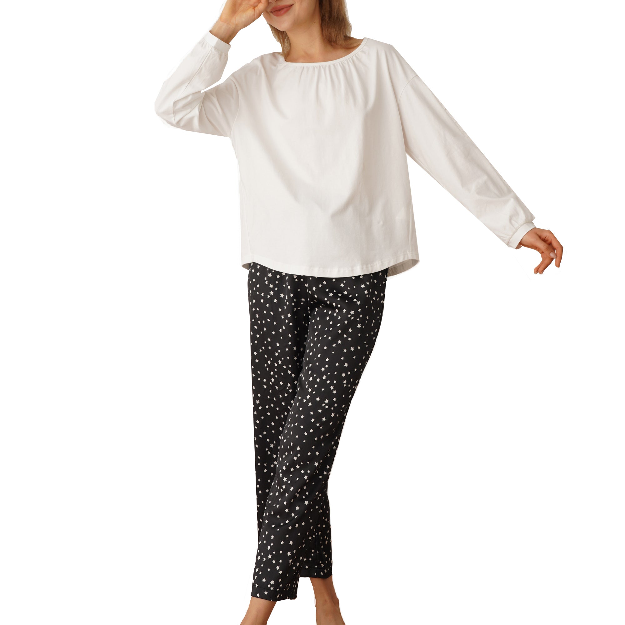 RH Women's Two Piece Pajama Set Long Sleeve printed Sweatshirt Sleepwear RHW4024