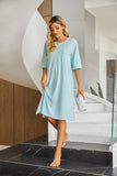 Richie House Womens Nightgowns Pullover Sleep Shirts Nightshirt Sleepwear Pajama Chest Pocket RHW4030