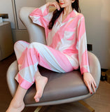 RH Pajamas Set Long Sleeve Womens Button Down Sleepwear Soft Pj Set S-L RHW4033