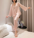 RH Pajamas Set Long Sleeve Womens Button Down Sleepwear Soft Pj Set S-L RHW4033