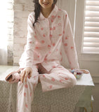 RH Women Pajamas Set Button Down Cotton Sleepwear Long Printed Pj Set RHW4036