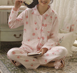 RH Women Pajamas Set Button Down Cotton Sleepwear Long Printed Pj Set RHW4036