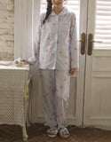 RH Women Pajamas Set Button Down Cotton Sleepwear Long Printed Pj Set RHW4036