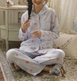 RH Women Pajamas Set Button Down Cotton Sleepwear Long Printed Pj Set RHW4036