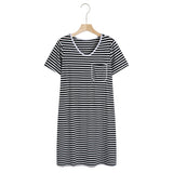 RH Women Nightgown Striped Tee Short Sleep Nightshirt Pajama Dress S-2XL RHW4041