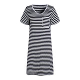 RH Women Nightgown Striped Tee Short Sleep Nightshirt Pajama Dress S-2XL RHW4041